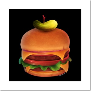 Double Cheeseburger with a Pickle! Posters and Art